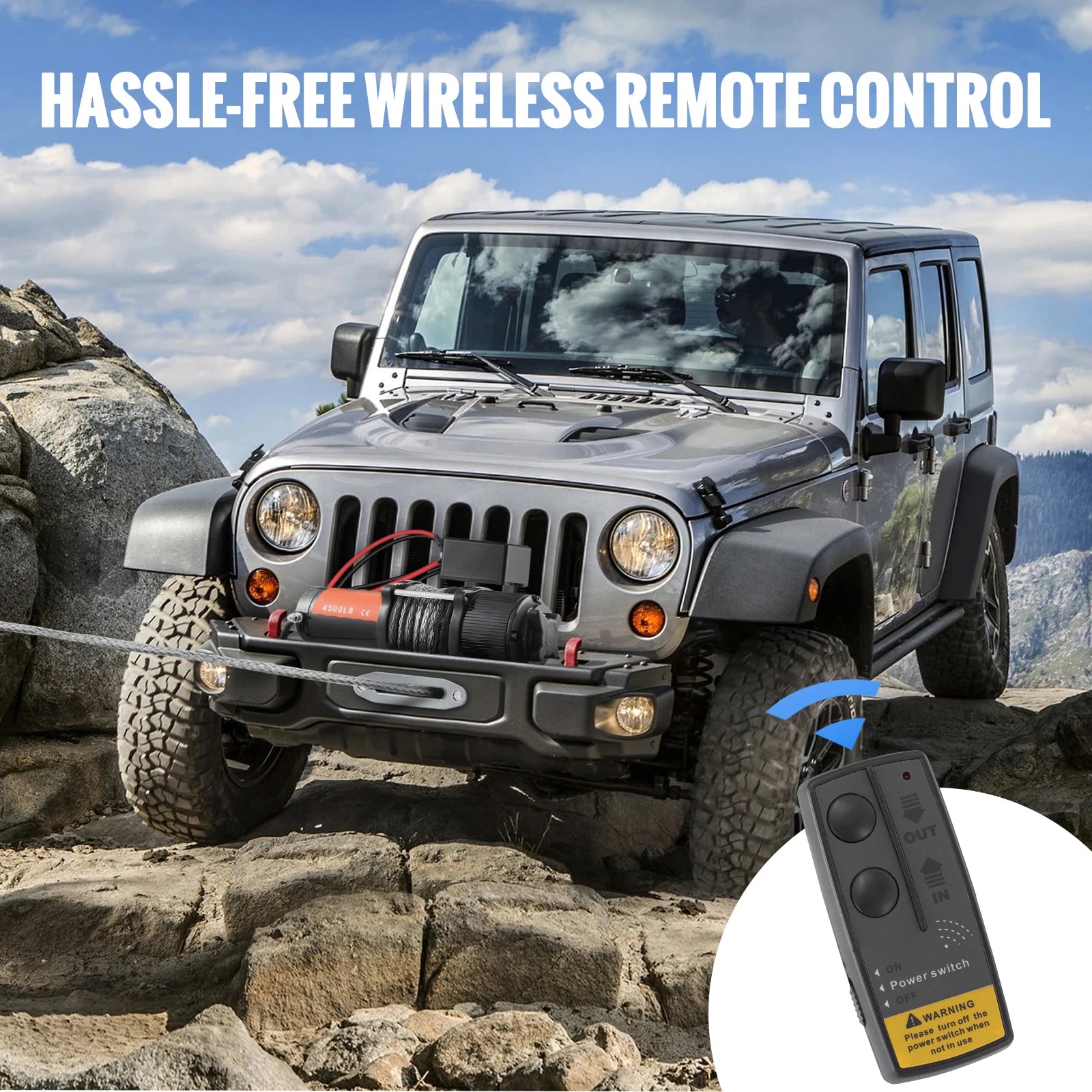 Verricello Elettrico da 4500 lb con Telecomando Wireless per ATV UTV Camion