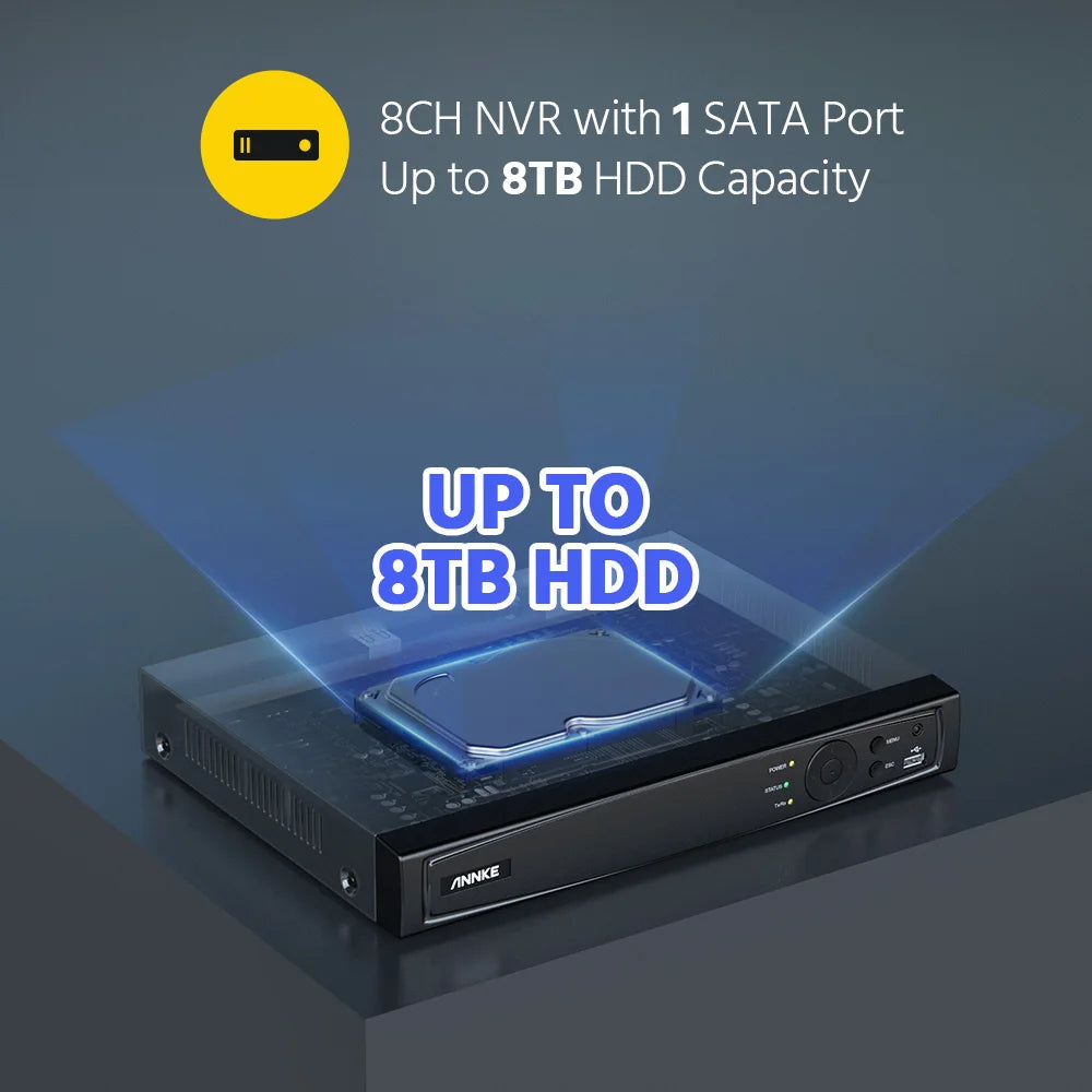 ANNKE 8CH PoE NVR 12MP Security Video Recorder with H.265+
