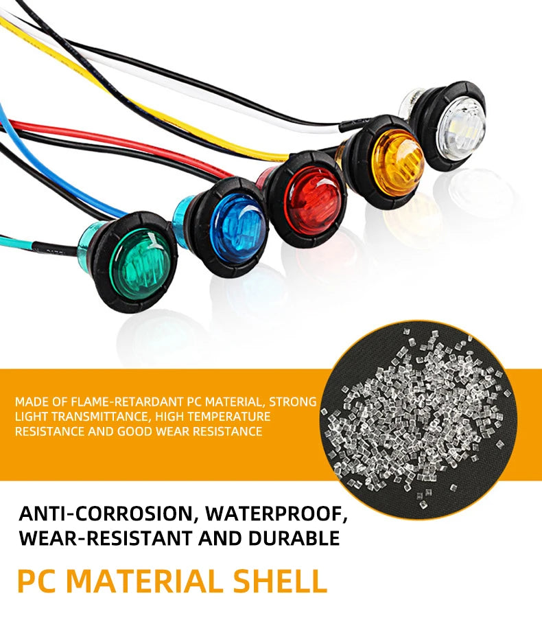 10/20 PCS Mini Round LED Side Marker Light High Brightness 12-24V Truck Trailer Auto Indicators Clearance Light Universal