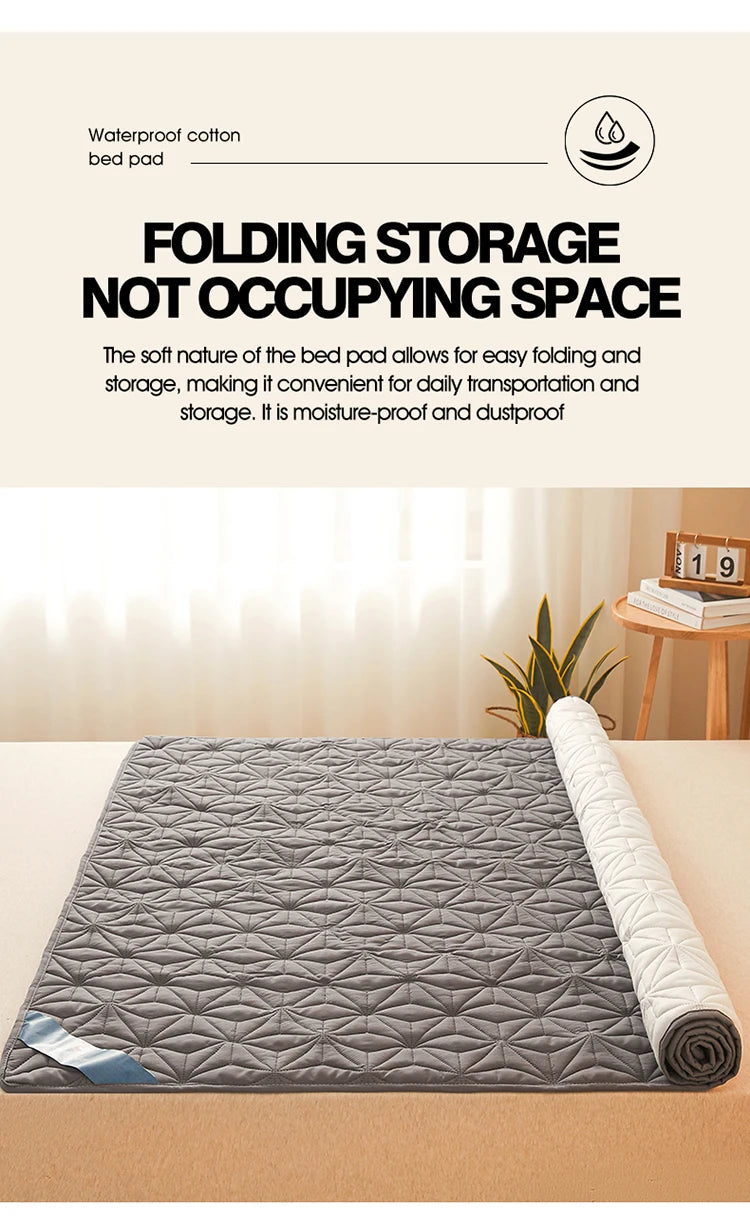 Waterproof Mattress Topper with Elastic Band Quilted Protector Pad Bedspread Winter Mattress Cover for Single/Double Bed 140/160 