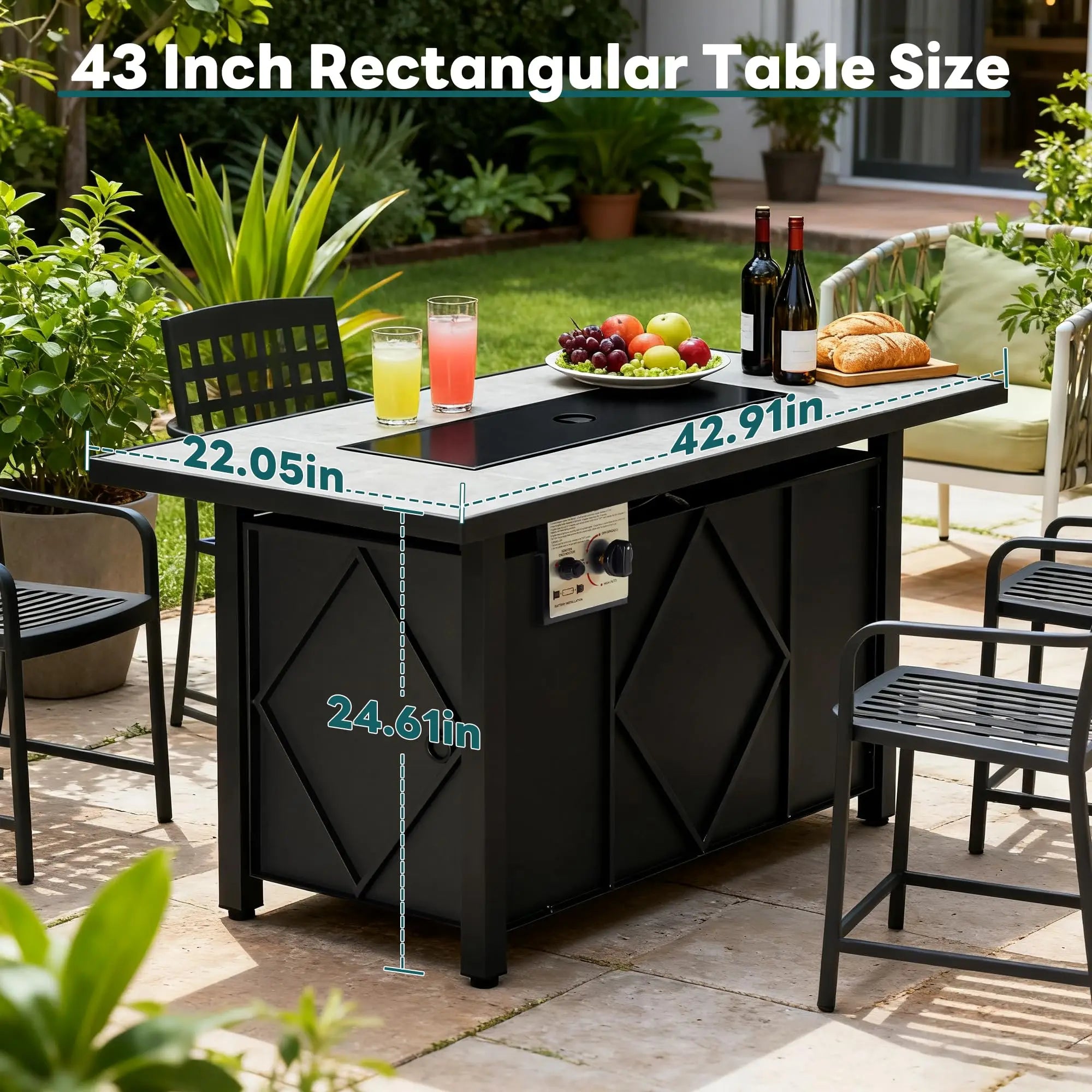 43-Inch Propane Fire Pit Table 50,000 BTU Outdoor Patio Heater