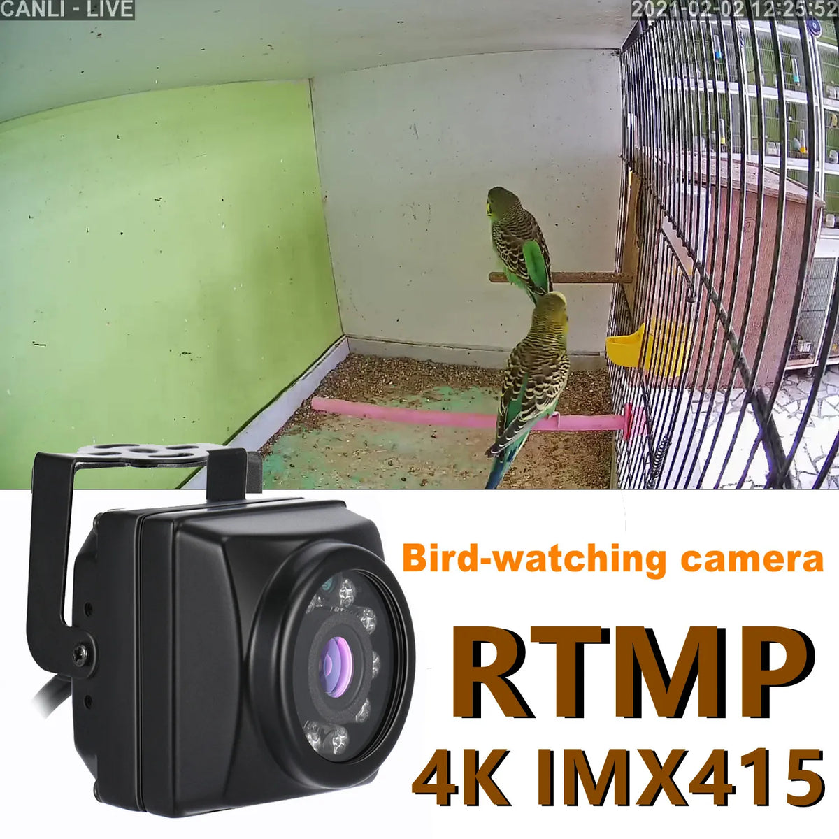 4K 8MP POE Bird Box Camera with Audio, Night Vision, RTMP, P2P