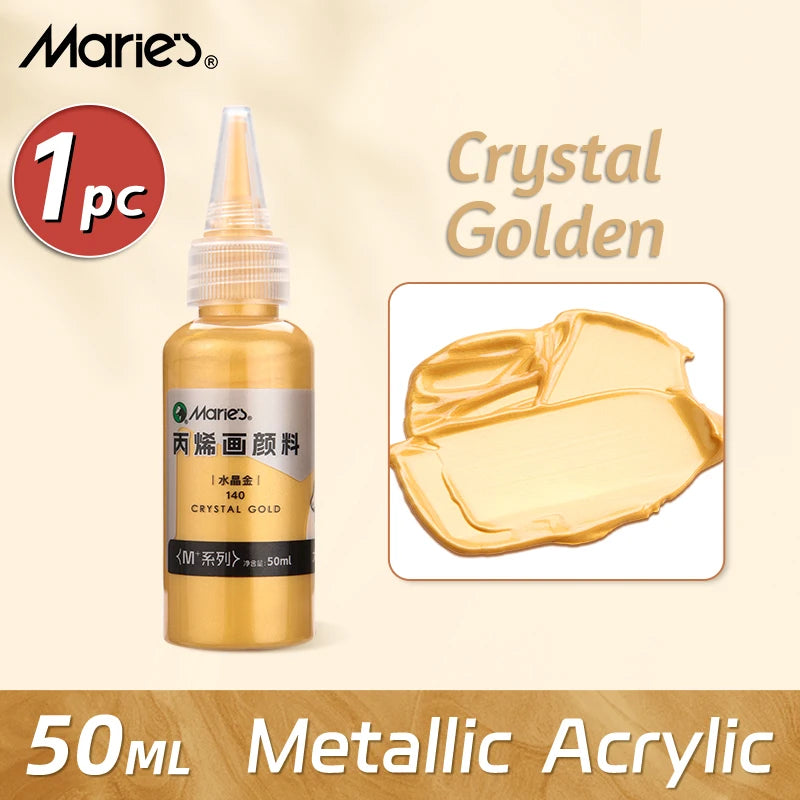 50ml Metallic Acrylic Paint in Pearlescent Gold & Silver