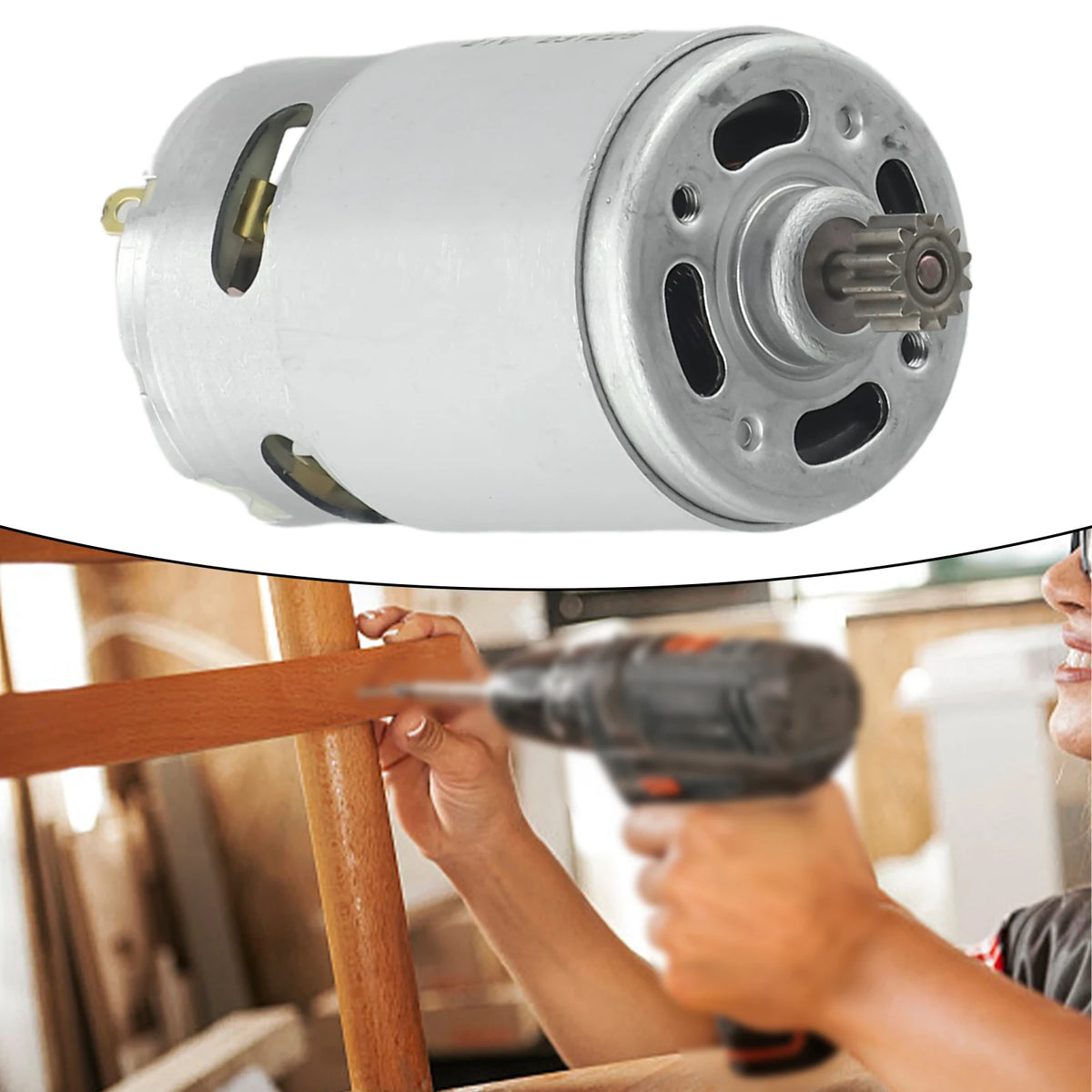 1 st. RS550 21 V DC-motor med två hastigheter och 12 tänder, DC-motor med högt varvtal och högt vridmoment för elektrisk borrmaskin