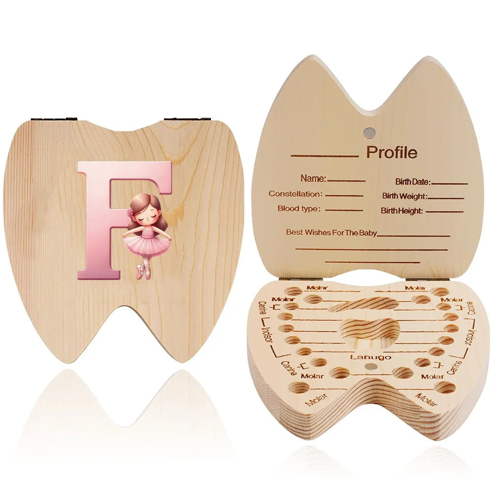 Wooden Baby-Tooth Keepsake Box, Letter Options