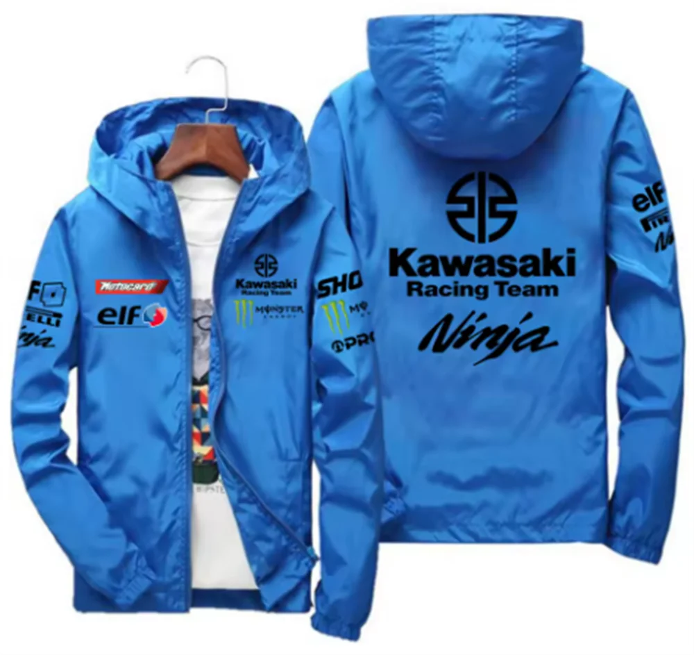 2025 Fashion New Kawasaki Motorcycle Jacket, Racing, Waterproof and Windproof, Outdoor Sports Bicycle, Men's Fan Jacket 