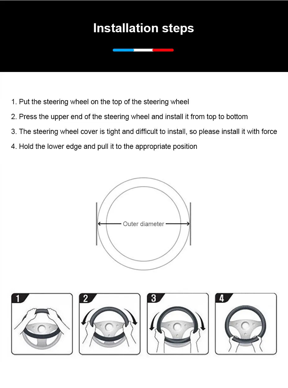 SEAMETAL Heavy Duty Steering Wheel Cover Full-Wrapped Steering Protector Anti Slip Steer Wheel Protection Cover 38cm Universal