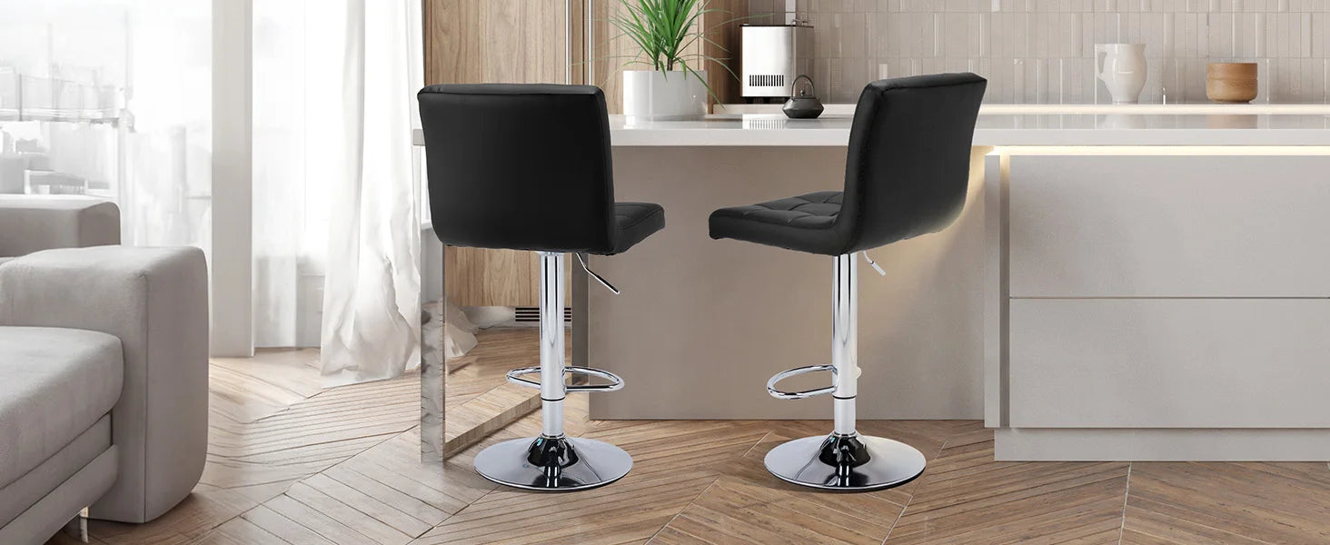 Ensemble de 2 tabourets de bar hauteur comptoir en cuir PU avec dossier