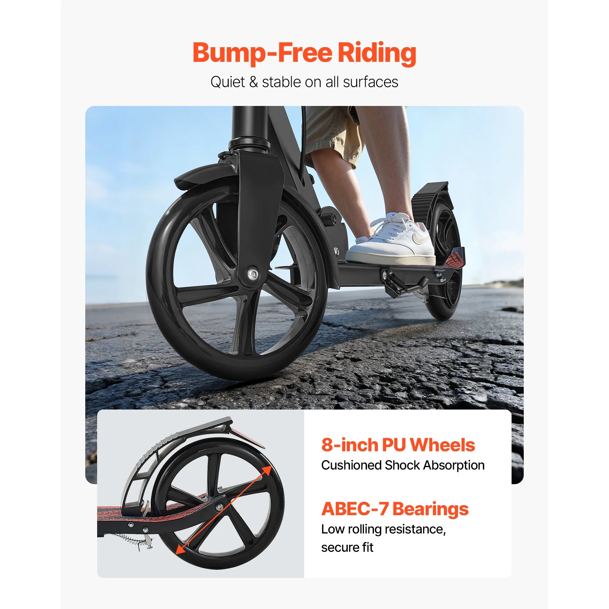 SucceBuy Kick Scooter for Kids Ages 8+ Teens & Adults 2-Wheel Toddler Scooter with Height Adjustable Handlebar for Boys & Girls