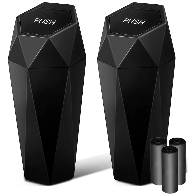 Car Trash Can (with Lid) Portable Car Dustbin Auto Trash Bags Mini Garbage Bin Leakproof Vehicle Garbage Can Car Accessories
