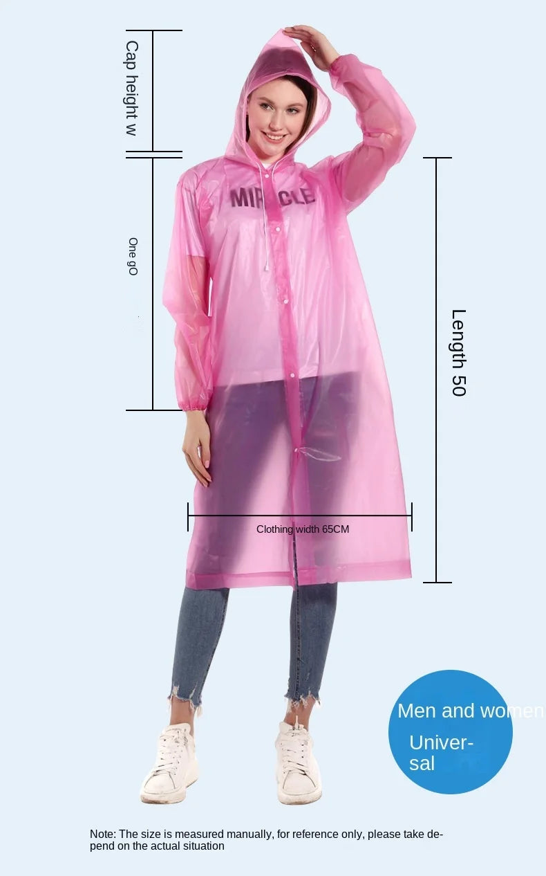 High Quality 1piece 145*68CM EVA Unisex Raincoat Thickened Raincoat Women Waterproof Men Black Camping Waterproof Rainwear Suit 