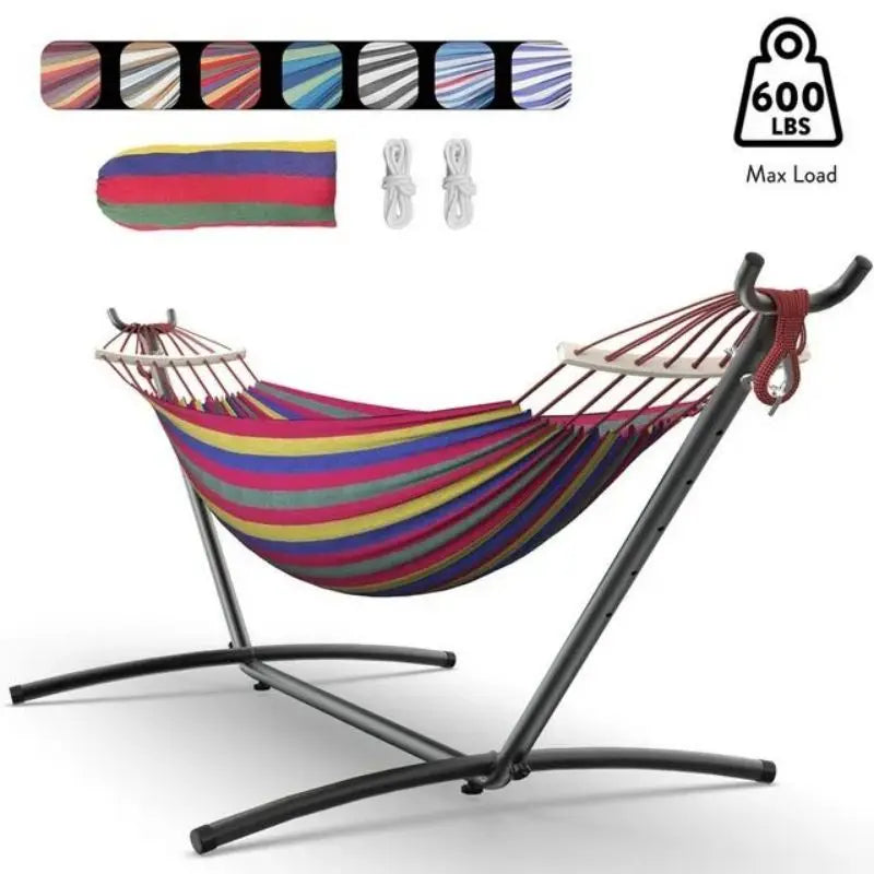 Adjustable Hammock with Stand, 600lb Capacity and Carry Bag