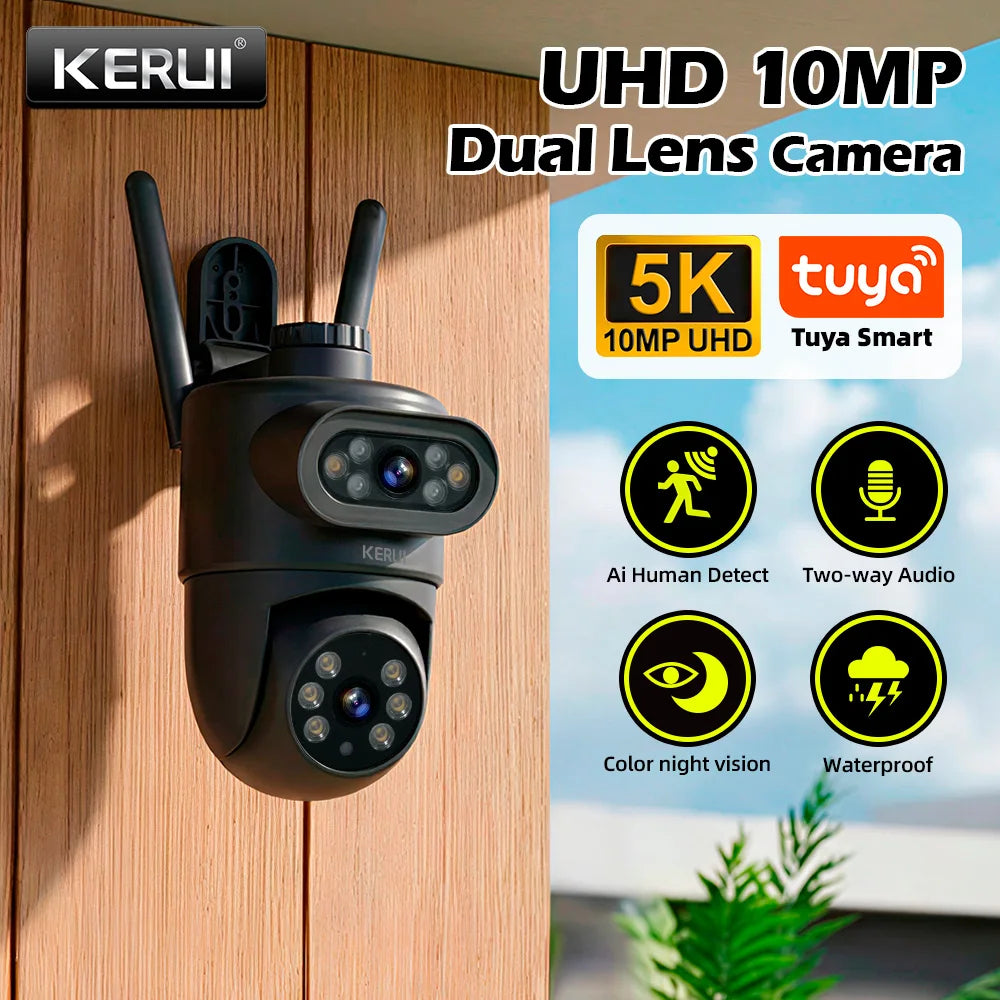 5K 10MP WiFi PTZ Outdoor Dual Lens Security Camera