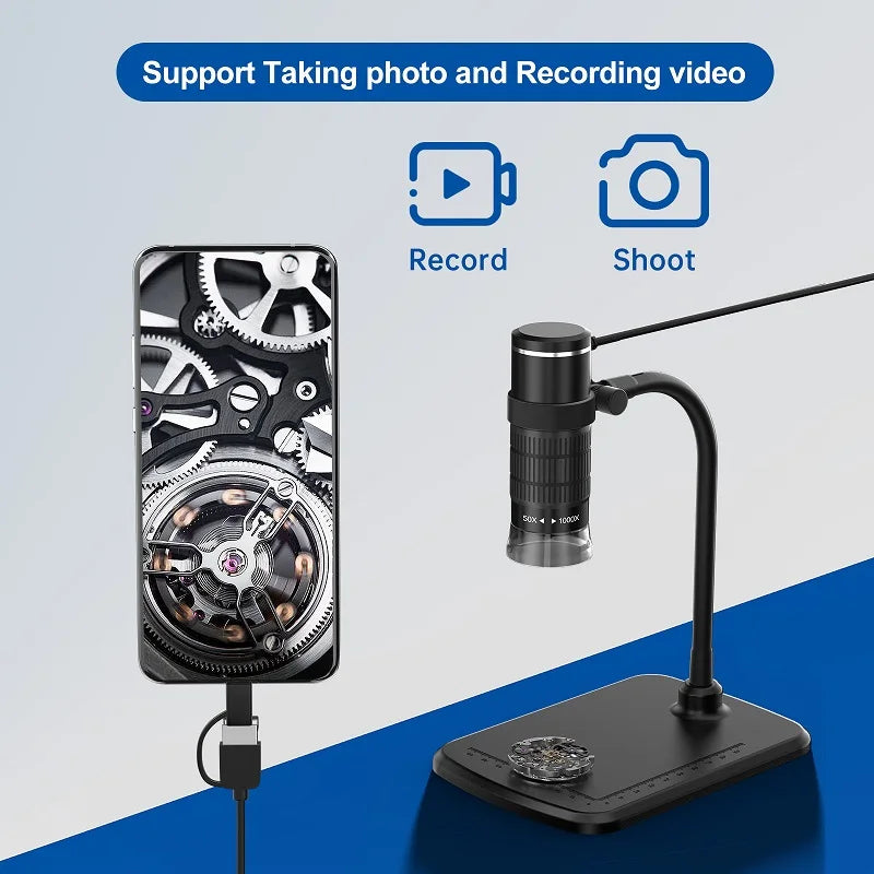 USB Microscope Camera with Adjustable LED Stand