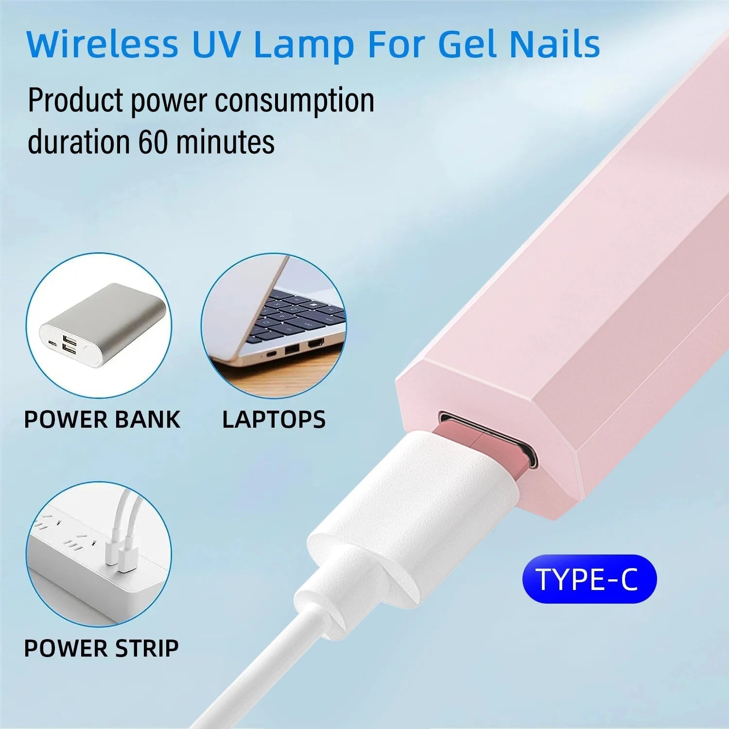 Convenient Handheld Mini UV Light Cure Nails Lamp for Gel Nails LED Nail Lamp for Gel Polish Manicure Nail Dryer for Fast Curing 