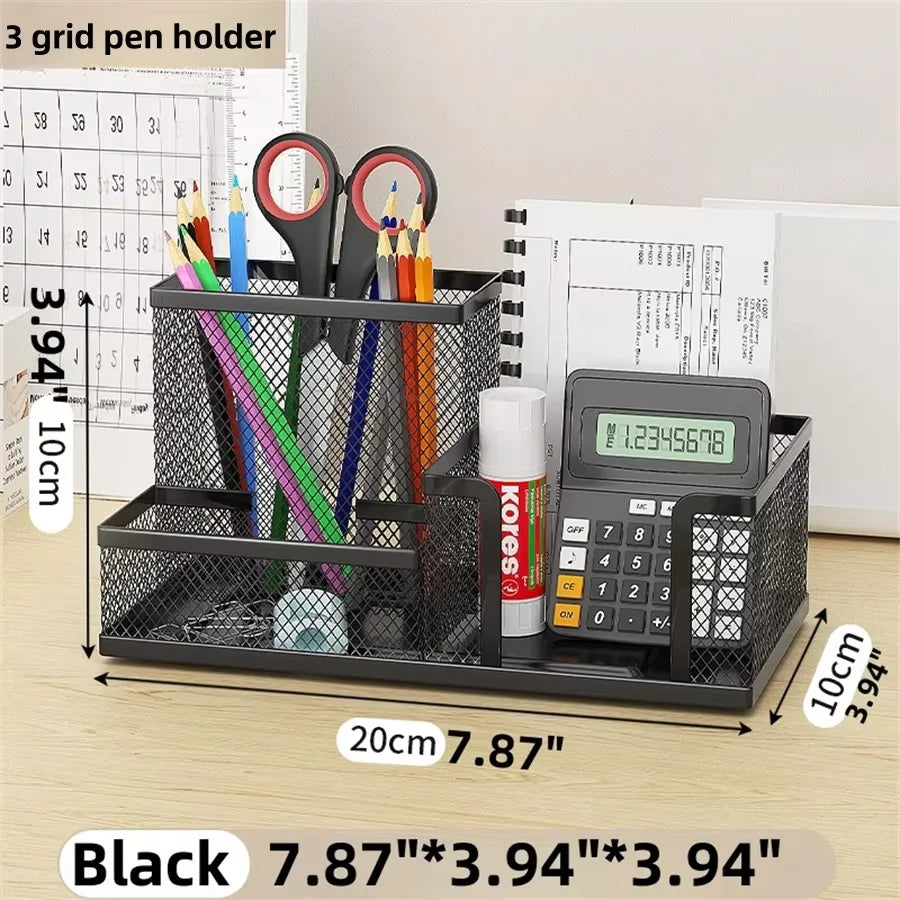 Three-Tier Black Mesh Desk Organiser