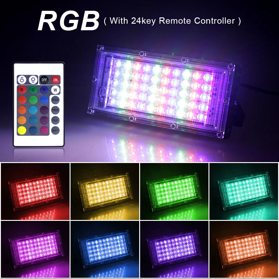 LED Flood Light 300W 100W 50W RGB Led Floodlight AC 220V 240V LED Street Lamp Waterproof IP65 Outdoor Lighting Led Spotlight