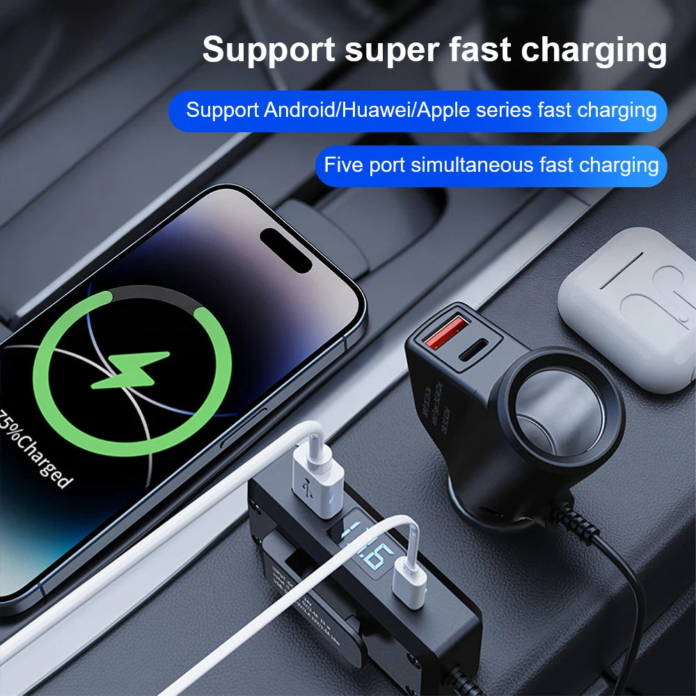 USB punjač za automobil s prikazom napona, opcije A/B