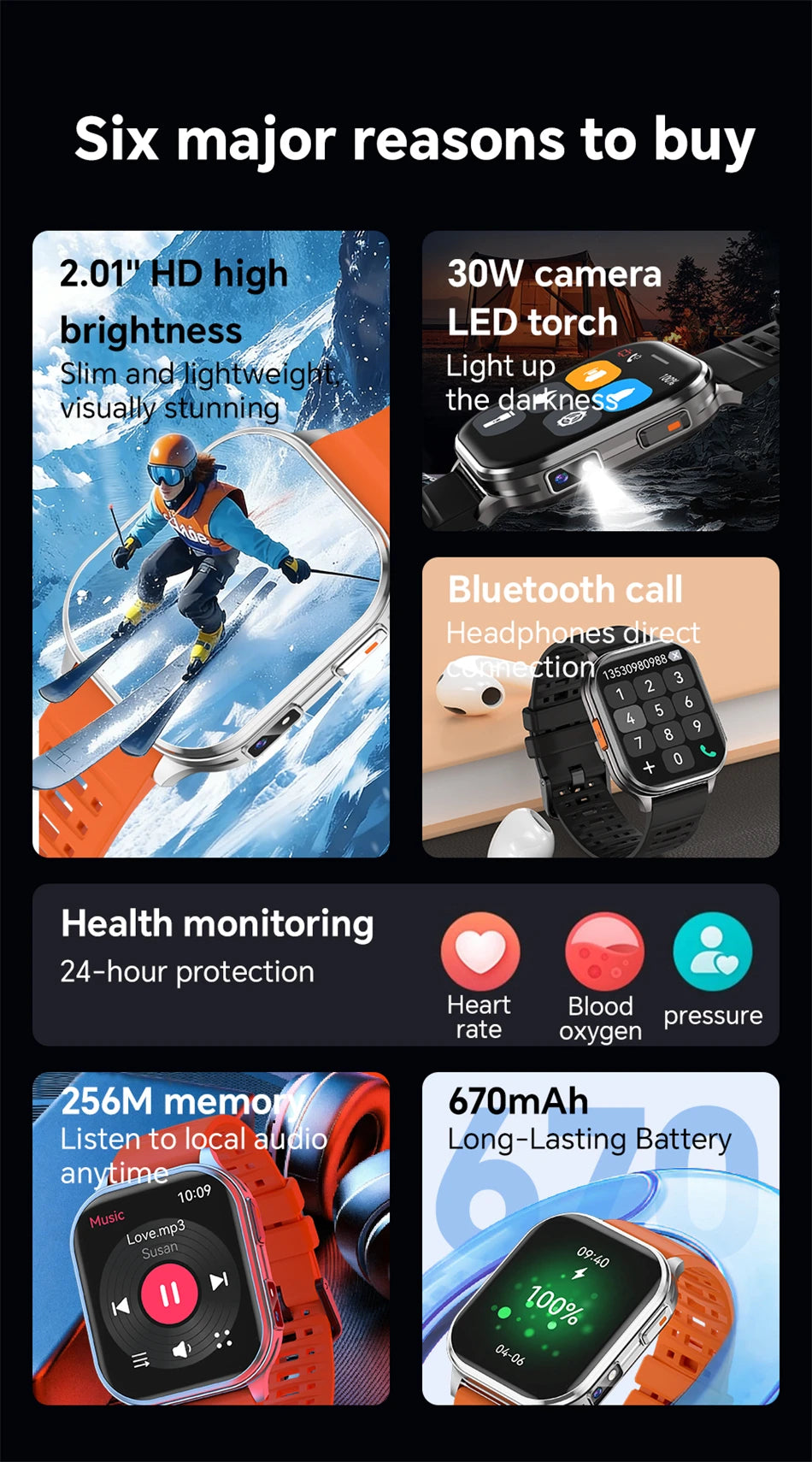 2026 Νew Smart Watch With Camera Men Women Photos Record Video Health Sports Fitness IP68 Waterproof Call Recording Smartwatches