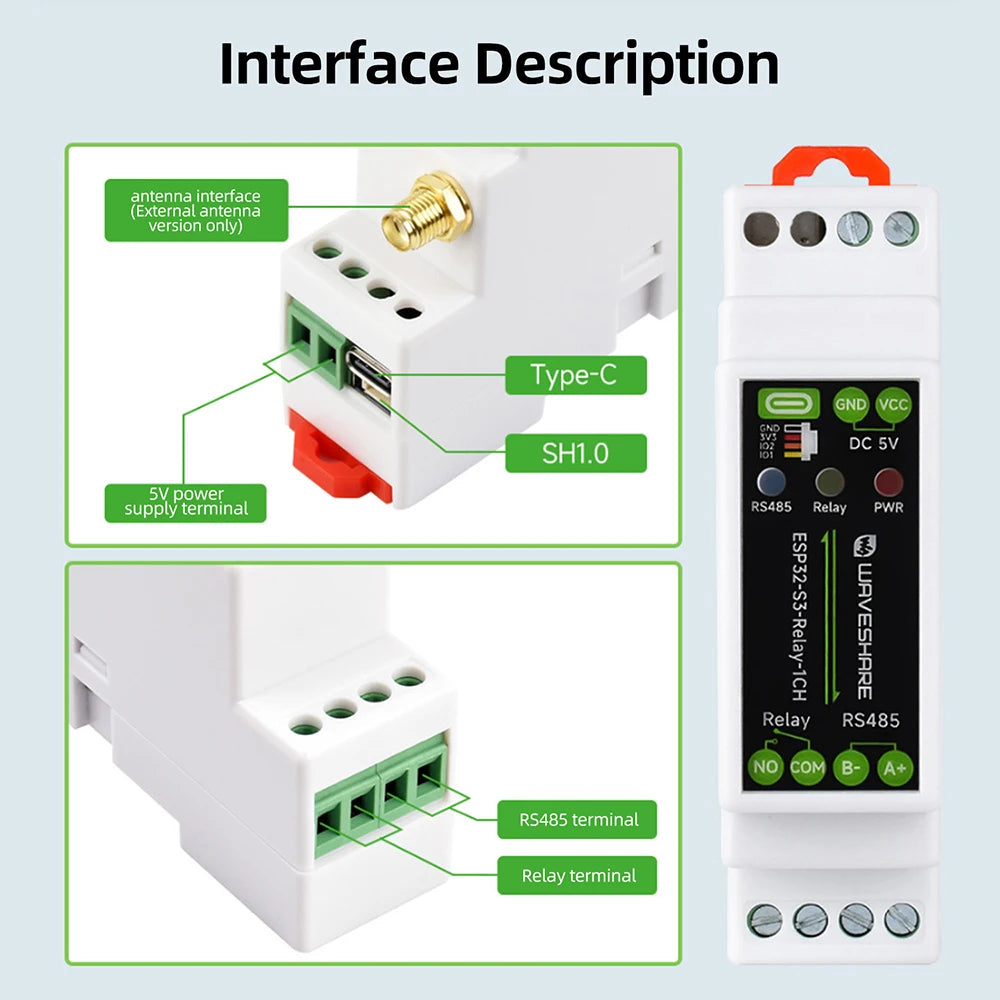 ESP32-S3 Single-Relay DIN-Rail Module