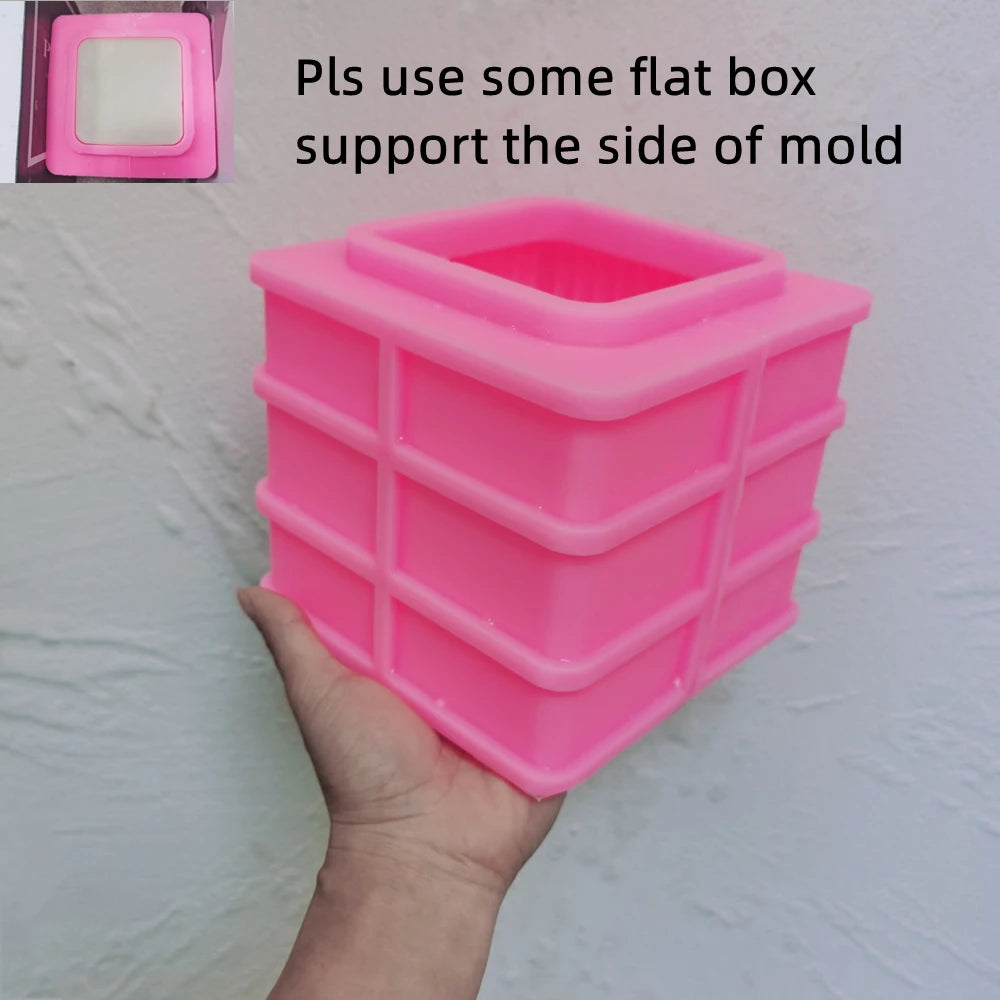 Ribbed Square Silicone Candle Mould — D206