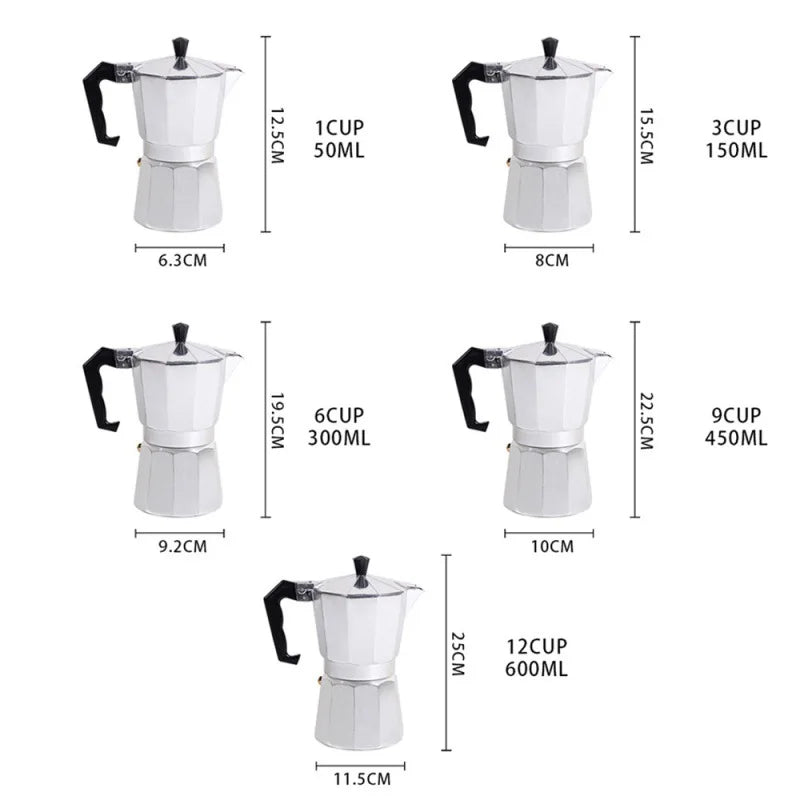 Octagonal Aluminium Moka Pot for Stovetop Coffee
