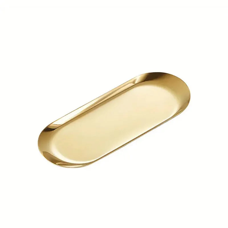 Tabuleiro decorativo e de arrumação oval em metal