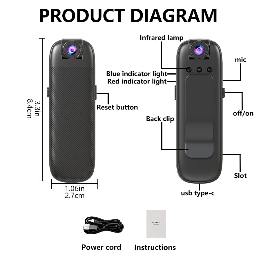 Mini WiFi Security Camera 1080P with Night Vision & Alerts