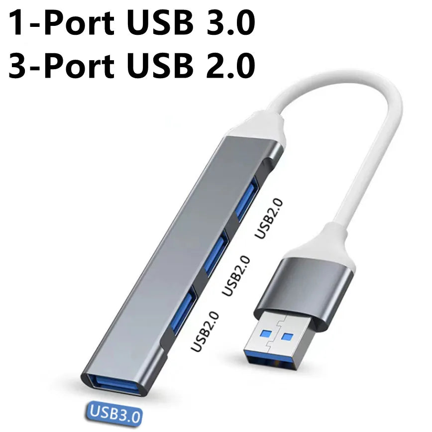 4-Port USB 3.0 Hub for Laptop, PC and Console