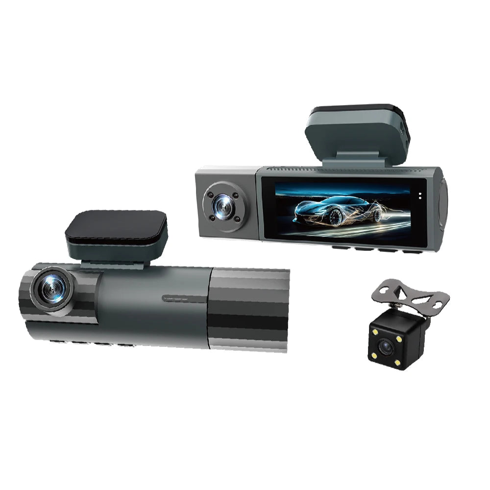 1080P 3-Way WiFi Dash Cam Front Inside Rear with Night Vision