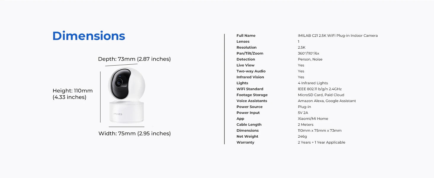 IMILAB C21 2.5K WiFi Indoor Baby Monitor with 360° Tracking