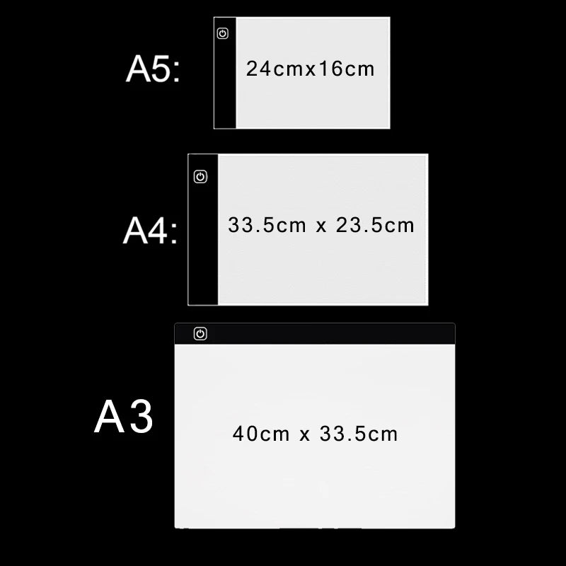 Piastra da tracing USB LED — Opzioni A3/A4/A5