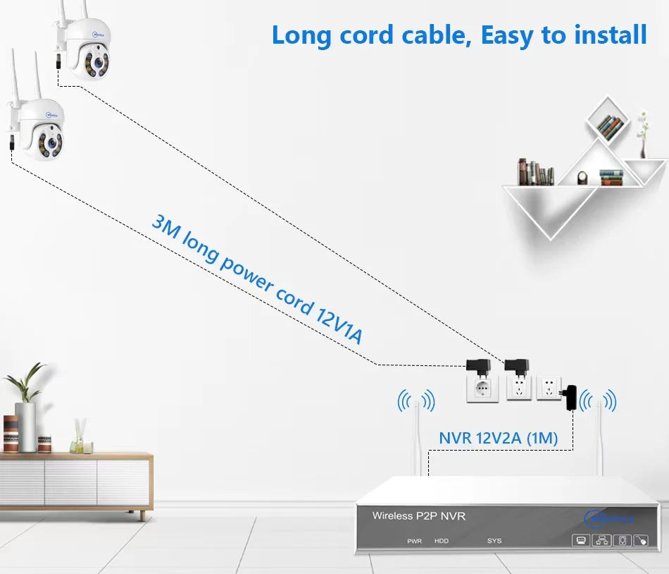Wireless CCTV System PTZ Security Camera Kit with Two-Way Audio