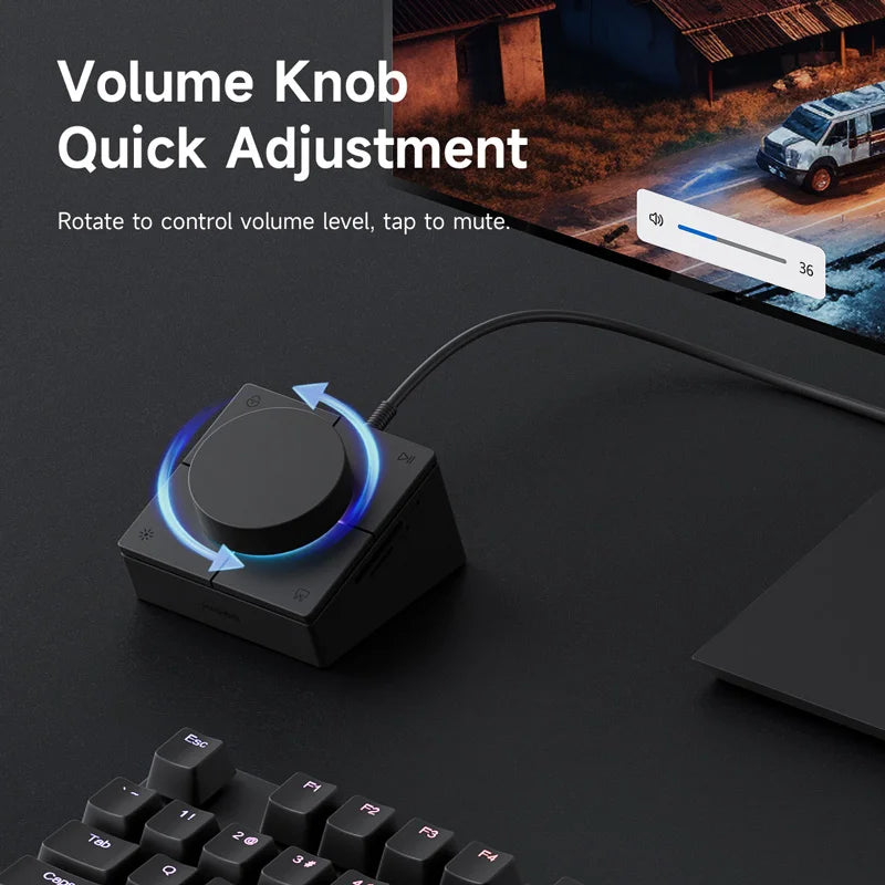 USB-C stolní hub s nastavitelným objímkou hlasitosti
