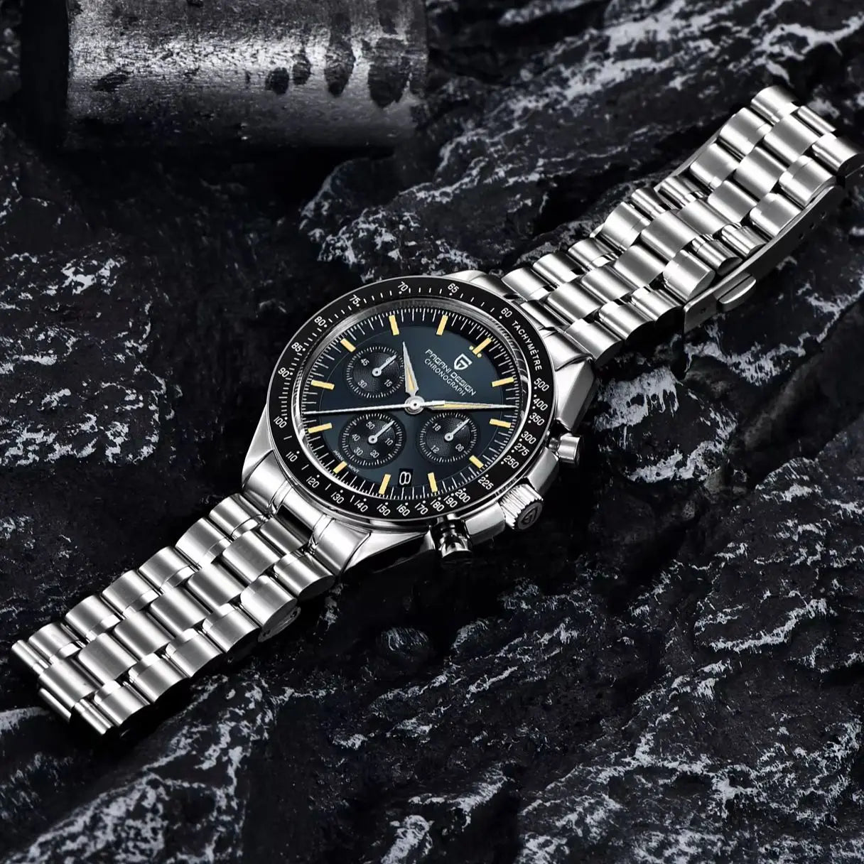 Orologio al quarzo in acciaio Pagani Design PD1701 Moonwatch Cronografo