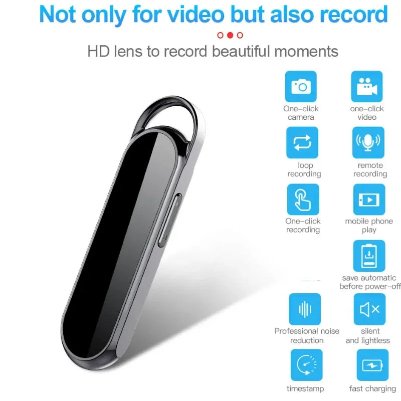 1080P Digitalt inspelningskamera, dold, bred vyvinkel, bärbar liten halsbandskamera med ljud och video, röst DV, diktafon, 4–128 GB, actionkamera