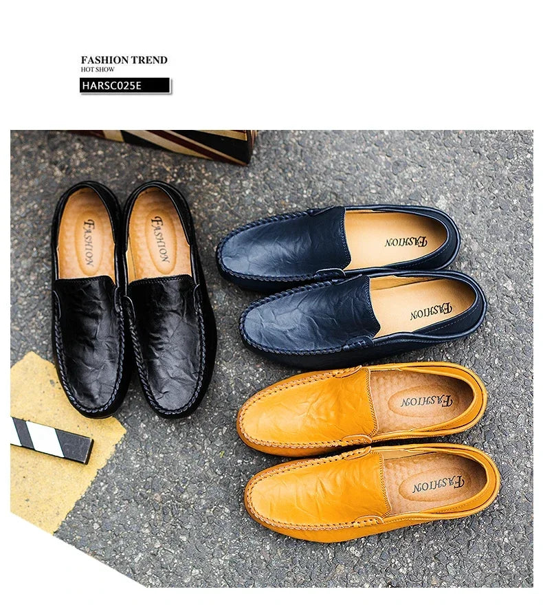 Men's Leather Slip-On Loafers Plus Size 37-47