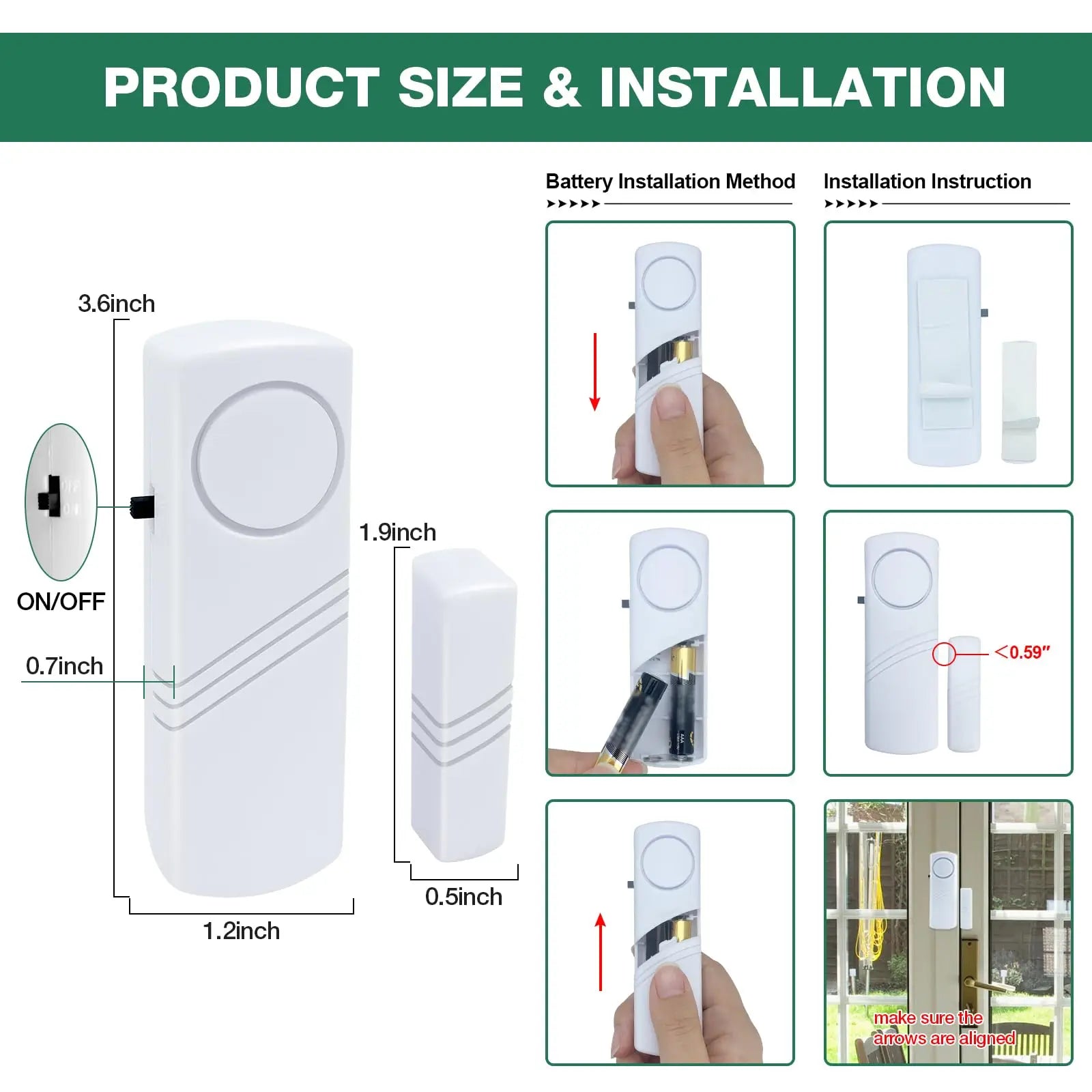 Wireless Door Window Sensor Alarm 95dB Anti-Theft Contact