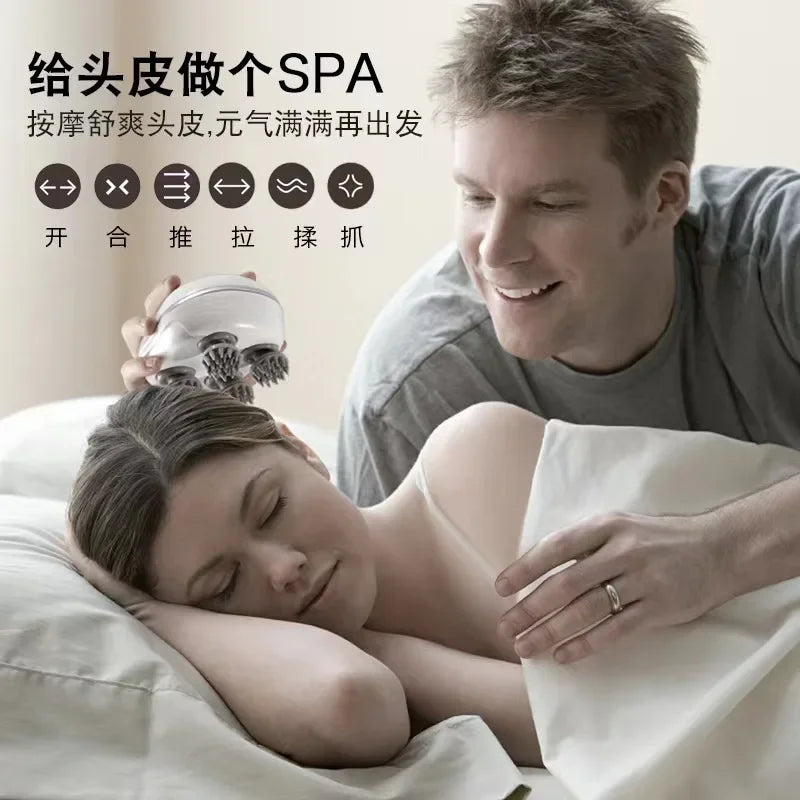 Elektryczny masażer skóry głowy z terapią światłem czerwonym