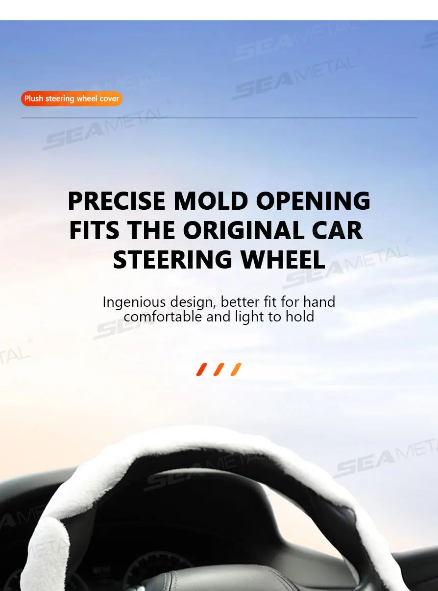 SEAMETAL Winter Steering Wheel Cover Shell Thicken Plush Warm Steering Protector Anti Scratch Car Steer Wheel Cover Non-Slip