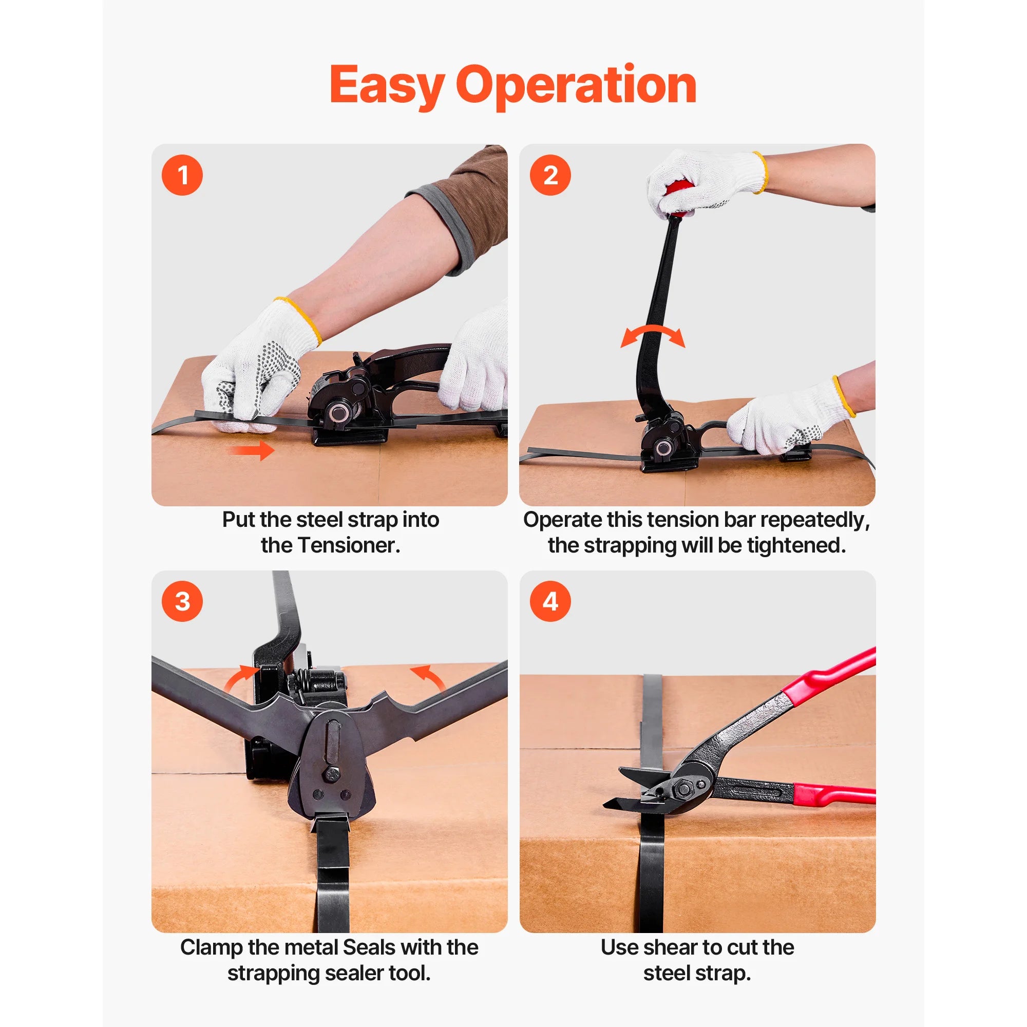 Heavy-Duty Steel Banding Strapping Kit with 600ft Strap & Seals