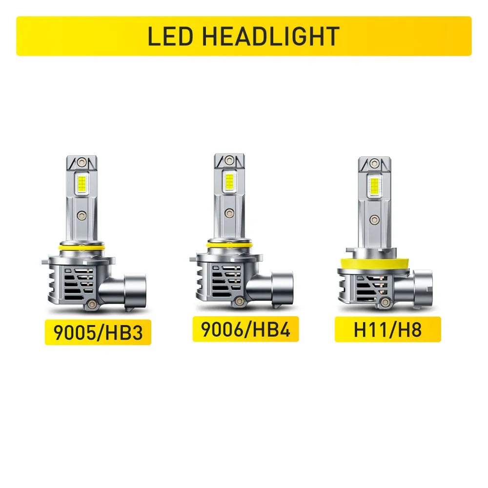 AUXITO Upgraded H11 H8 LED Headlamp Bulbs Canbus No Flickering Car High Low Beam Turbo 9005 HB3 9006 HB4 LED Headlight 30000LM