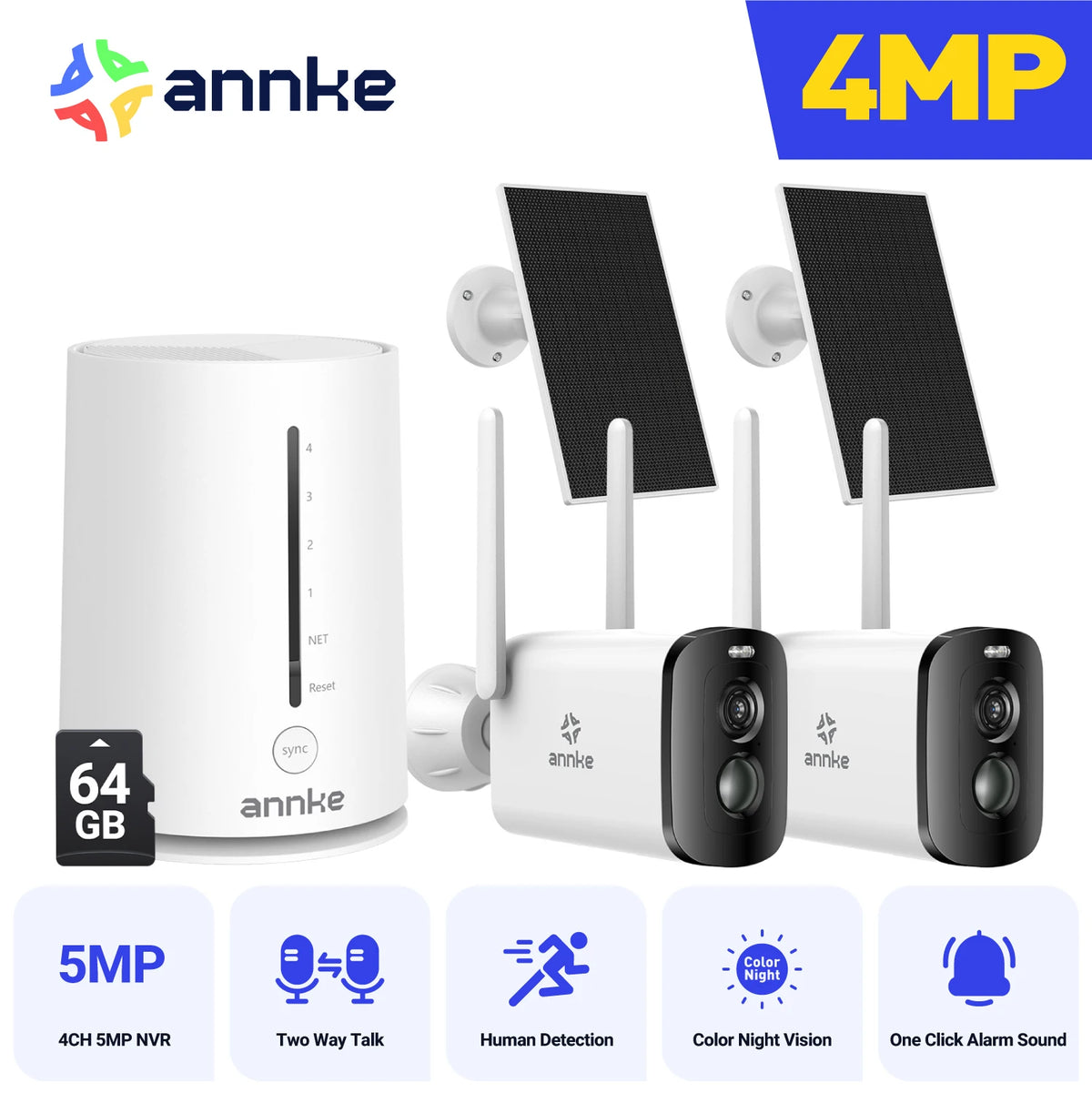 4MP Solar Wireless Outdoor Security Camera System