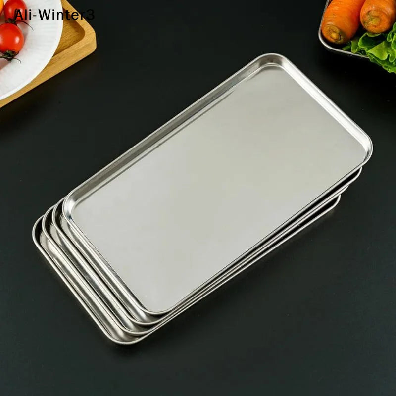 Rectangular Stainless Steel Serving Tray for Buffet and Home