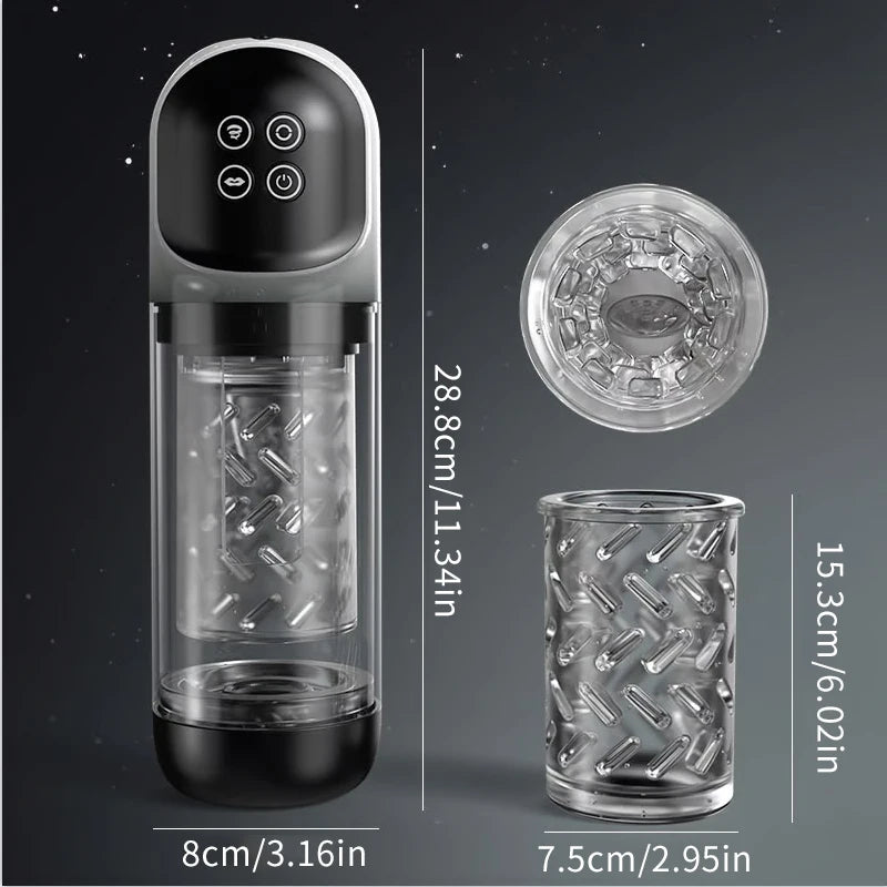 Dönen ve Yalama Fonksiyonlu Otomatik İtişli Erkek Mastürbatör