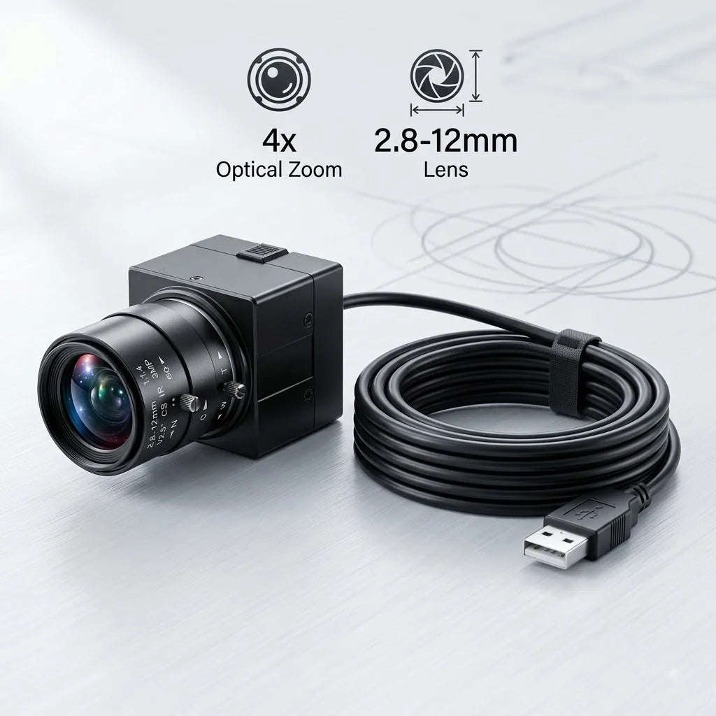 Caméra USB industrielle avec options d’objectif à zoom manuel