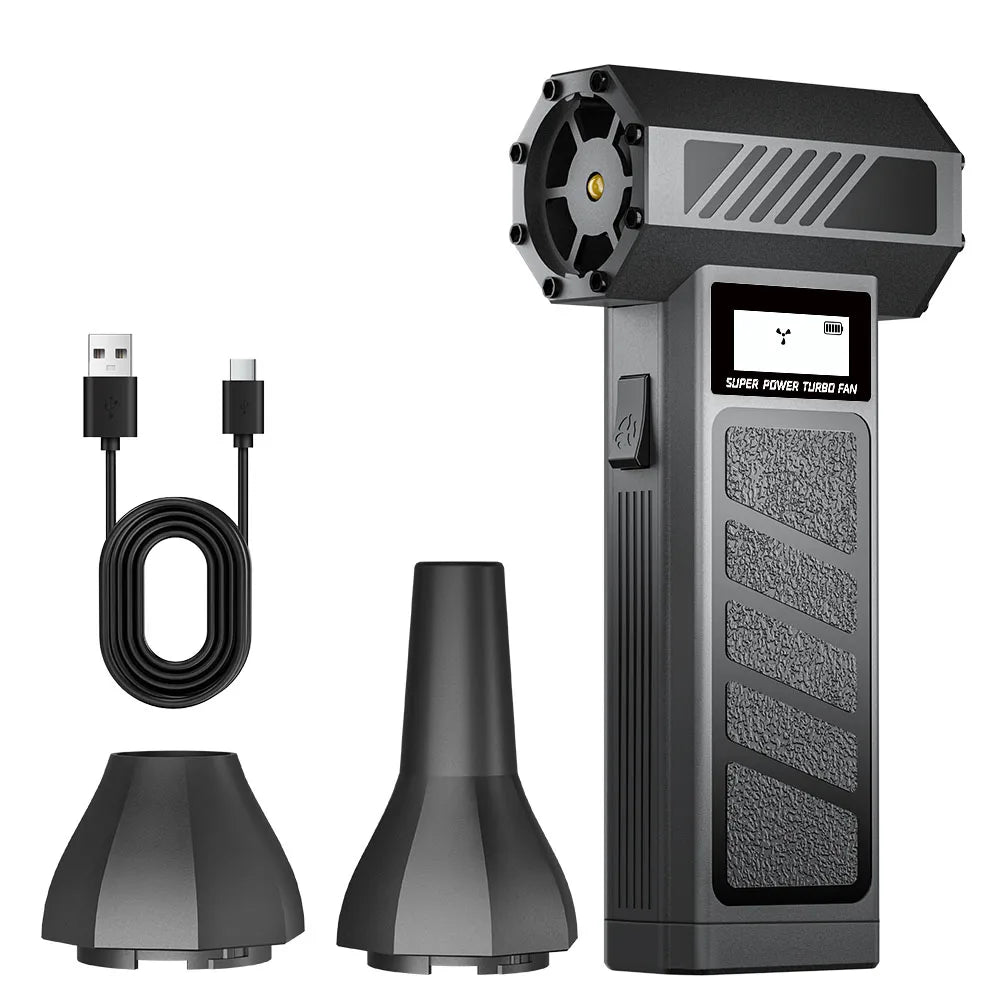 Type-C Charging Car Fan Cleaning Blower Tool 130000RPM Turbo Jet Fan 5 Outlet Nozzles Blowing Snow Electric Air Duster Portable 