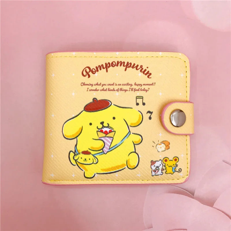 Sanrio Hello Kitty Cinnamoroll My Melody Kuromi New Pu Casual Money Bag Coin Purse Card package Wallet With Buttons ﻿ 