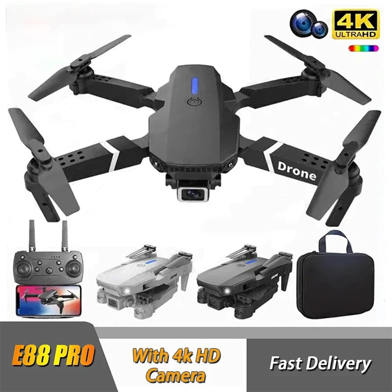Height Hold Gift Toy 2024 E88Pro RC Drone 4K 1080P Wide Angle HD Camera Foldable Helicopter WIFI FPV 