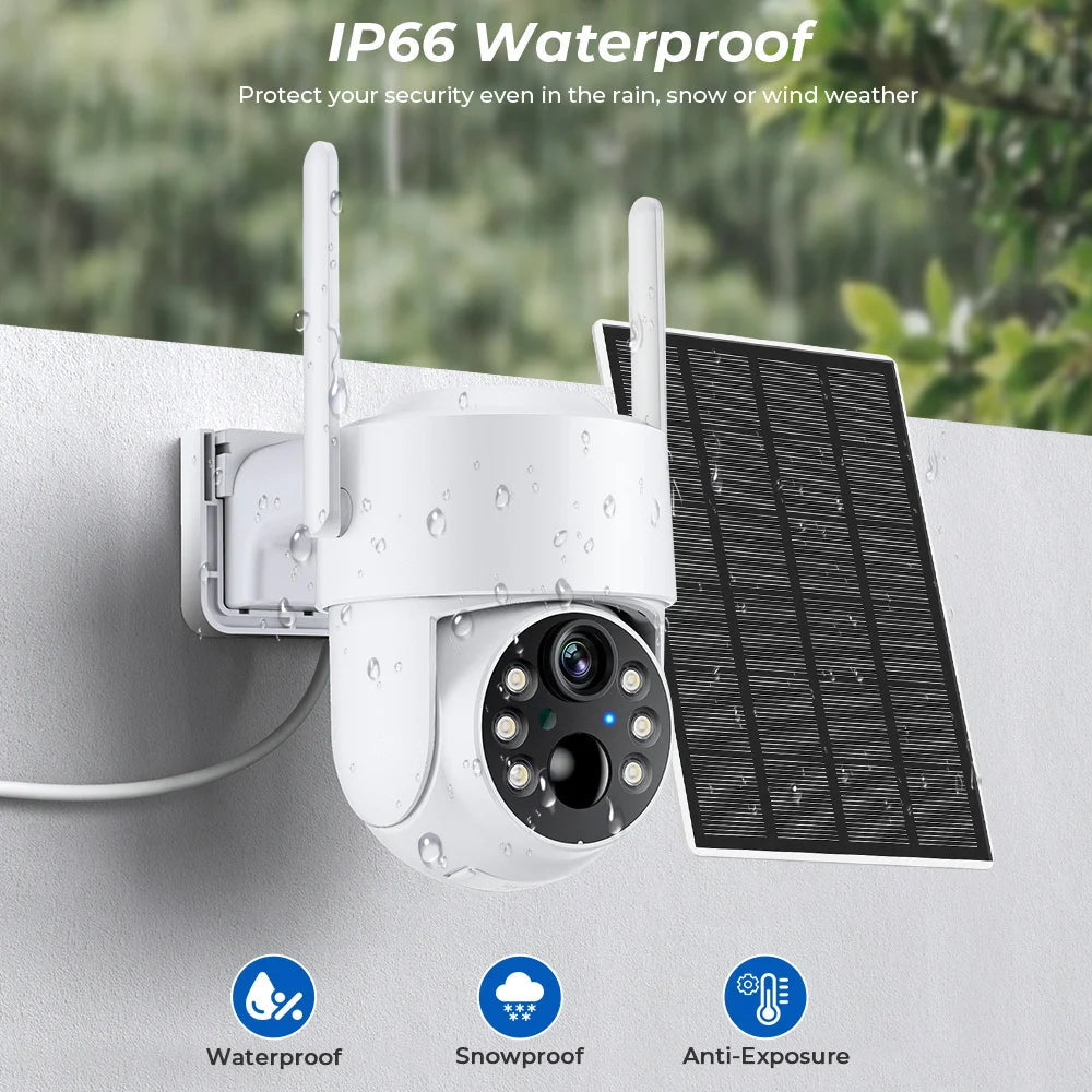WiFi PTZ Camera Outdoor Wireless Solar IP Camera 4MP HD Built-in Battery Video Surveillance Camera Long Time Standby iCsee APP 